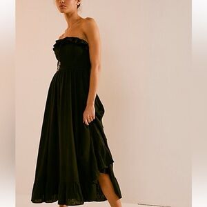 Free People Lush Life Linen Strapless Midi Dress
